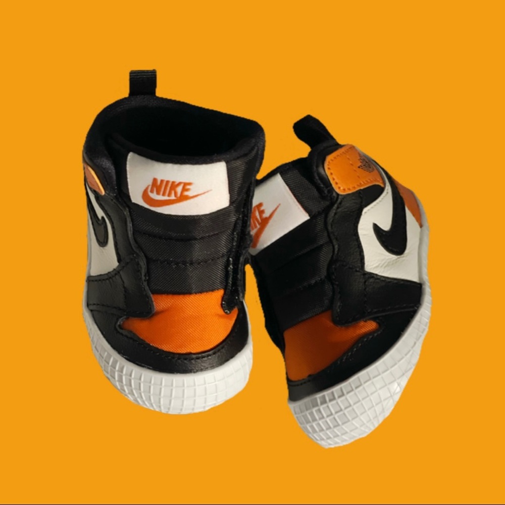Orange, Black and White Infant Sneakers.